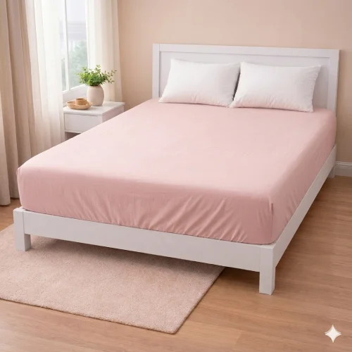 Lençol casal stilo casa bege rosa