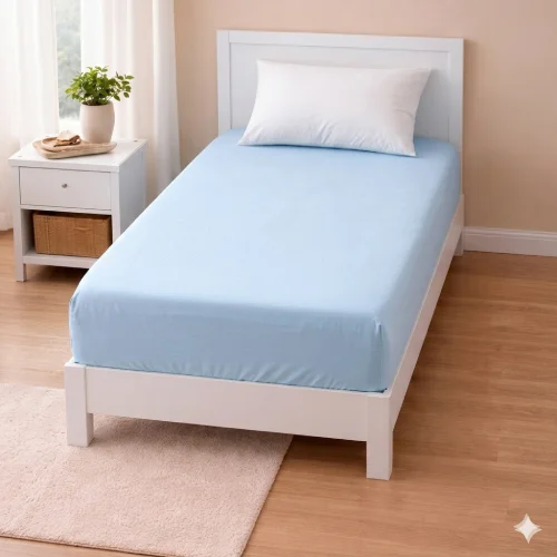 Lençol solteiro stilo casa azul claro