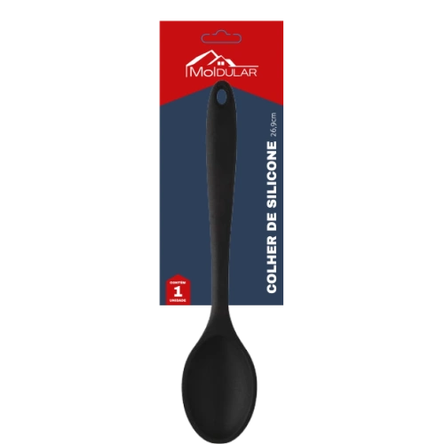 COLHER DE SILICONE PRETA 26,9X6CM moldular