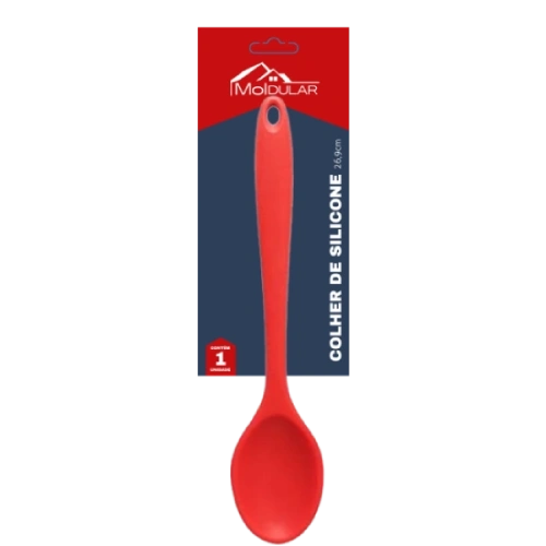 COLHER DE SILICONE VERMELHA 26,9X6CM moldular