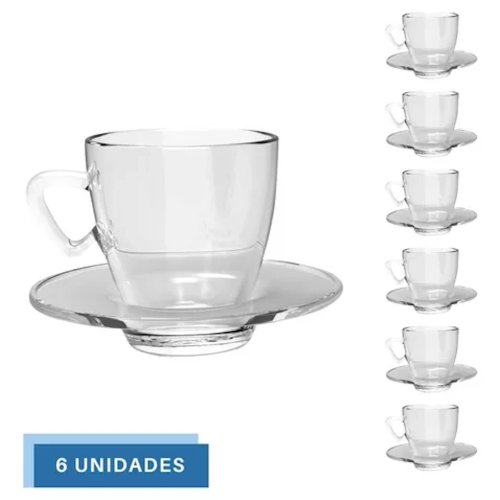 Jogo De Xicaras 90ml c/6 e pires 90ml L&T Imports