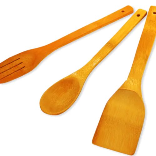 Jogo Utensilios Com 3 Pçs Em Bambu Kehome