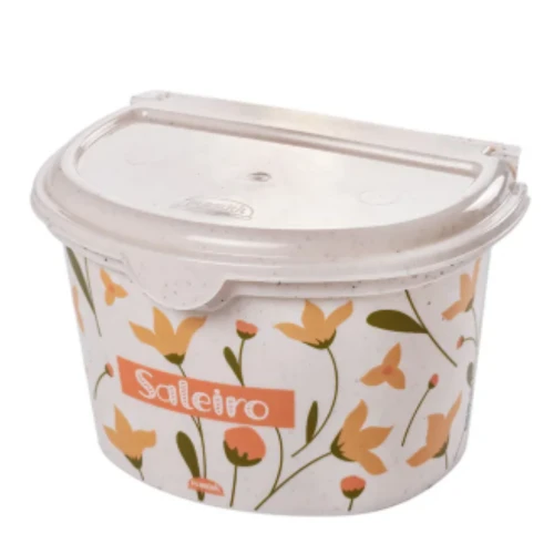 Saleiro Decorado Bege Floral Plasutil