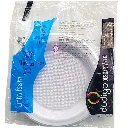 Prato 18cm branco c 10 unidades dudigo