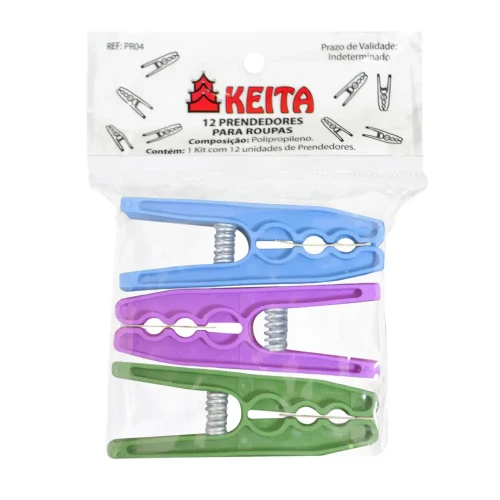 Prendedor de Roupas Plástico (Grande/Dúzia) Keita