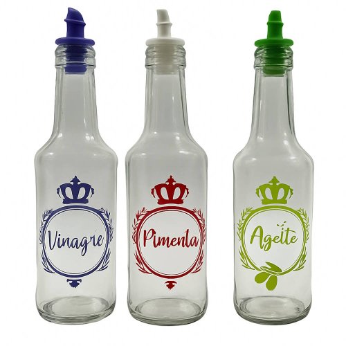 Kit Galheteiros 250ml (Vinagre, Azeite E Pimenta)