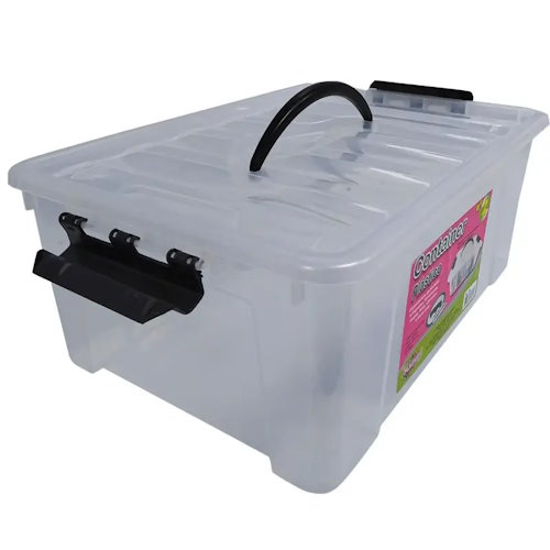 Caixa-Container-Organizadora-Multiuso-Trava-12-4lt-Plasnew transparente Caixa Container Organizadora Multiuso Trava 12 4lt Plasnew transparente