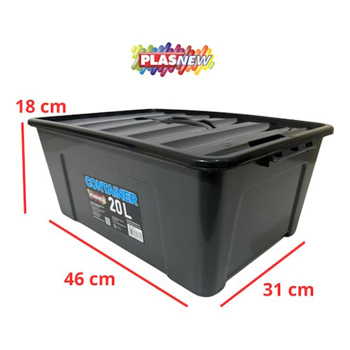 Caixa Container Organizadora Multiuso Trava 20lt Plasnew ex