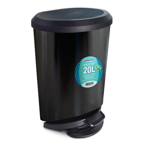 LIXEIRA COM PEDAL PRETA – 20 LITROS arqplast