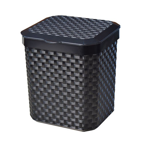 LIXEIRA DE PIA RATTAN COM TAMPA PRETA – 05 LITROS arqplast
