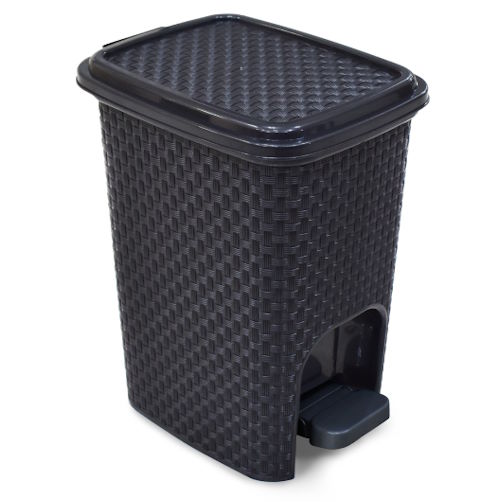 LIXEIRA RATTAN COM PEDAL PRETA – 07 LITROS arqplast