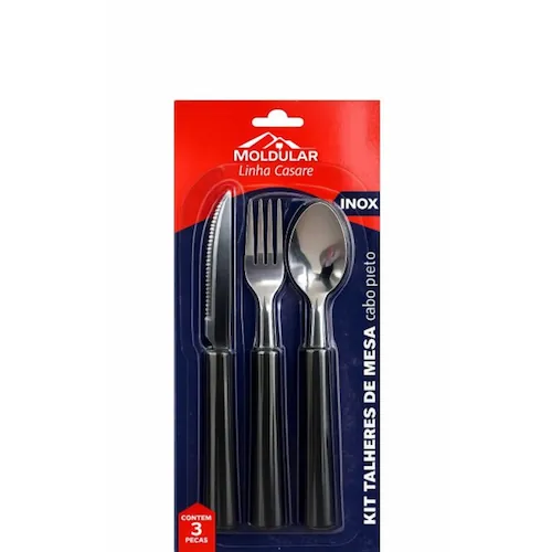KIT TALHERES INOX 3PÇS COLHER GARFO FACA MR394 moldular