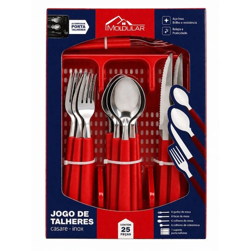 jogo talher 25p moldular vermelho Jogo talher 25p moldular vermelho